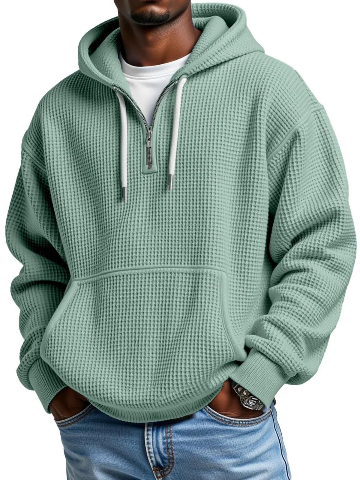 Owen | Textured Half Zip Hoodie