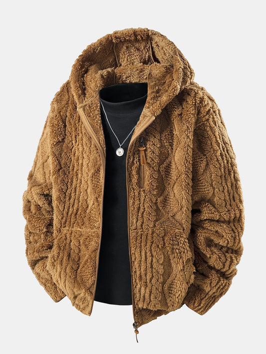 Bert | Geometric Jacquard Teddy Hoodie