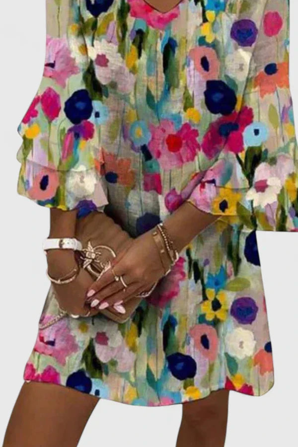 Megan | Floral V-Neck Mini Dress