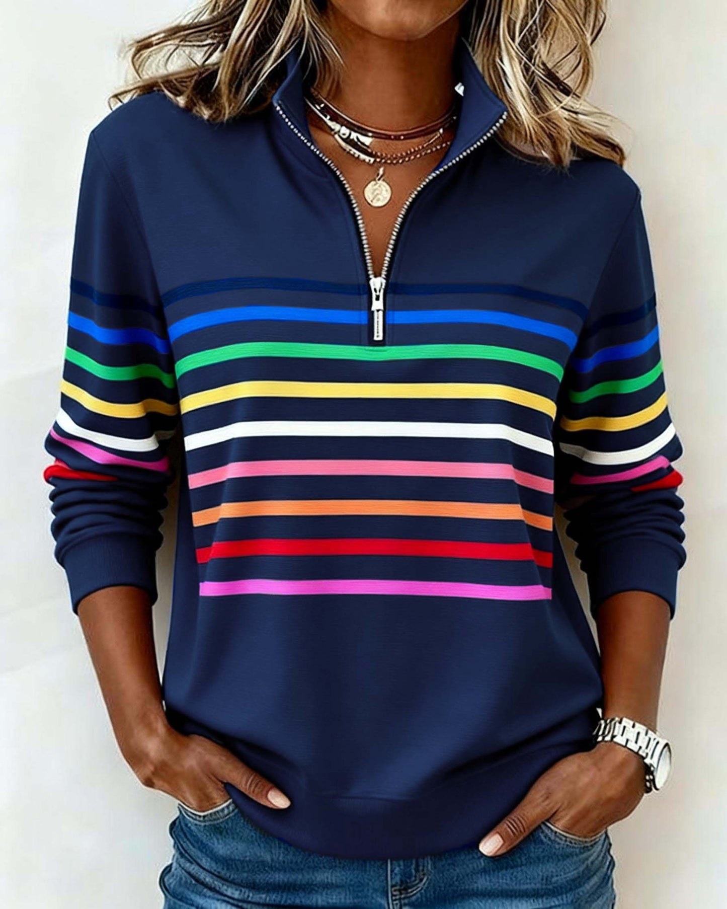 Nicole | Striped Casual Knit Sweater