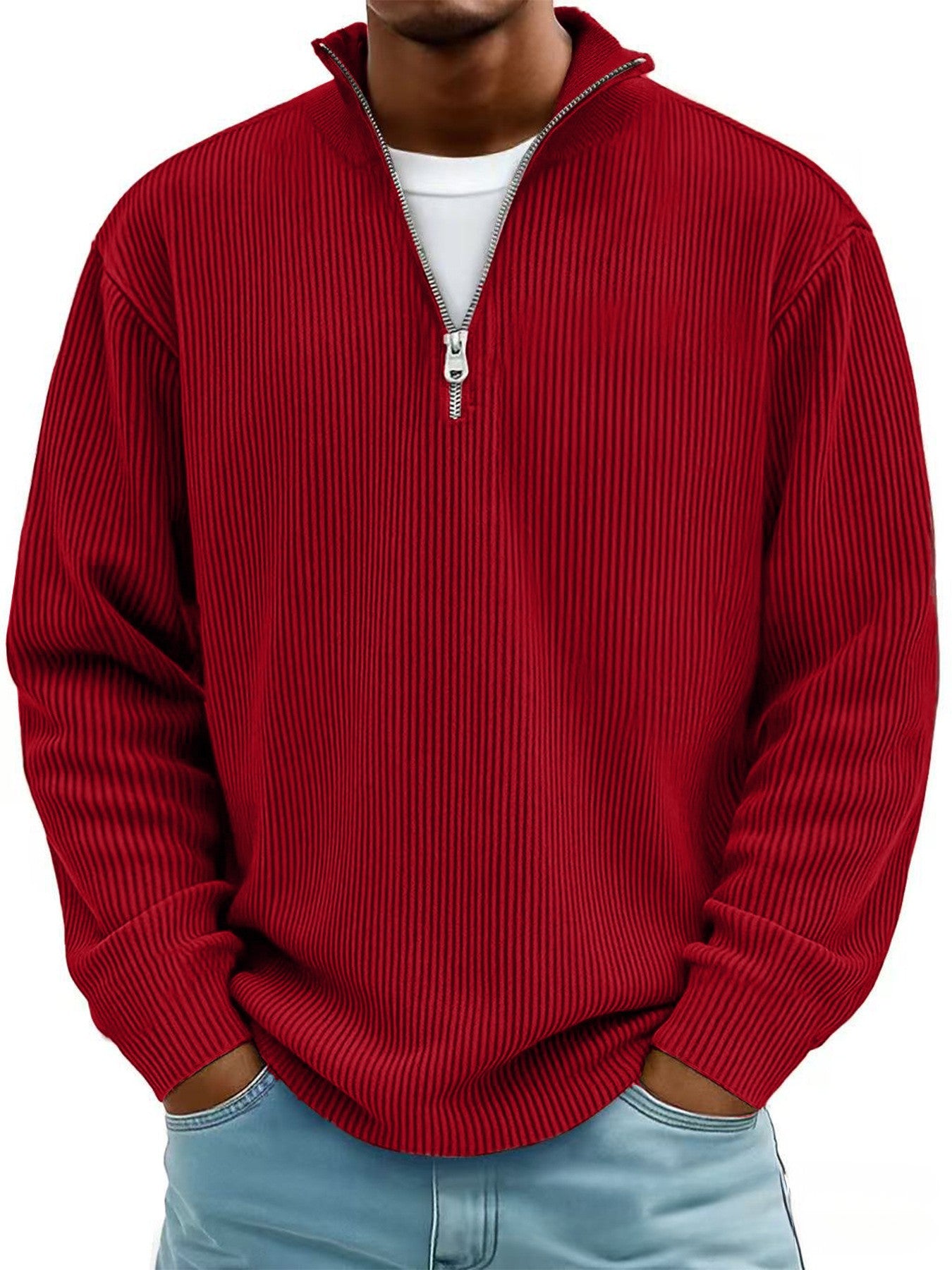 Todd | Ribbed Half Zip Sweater