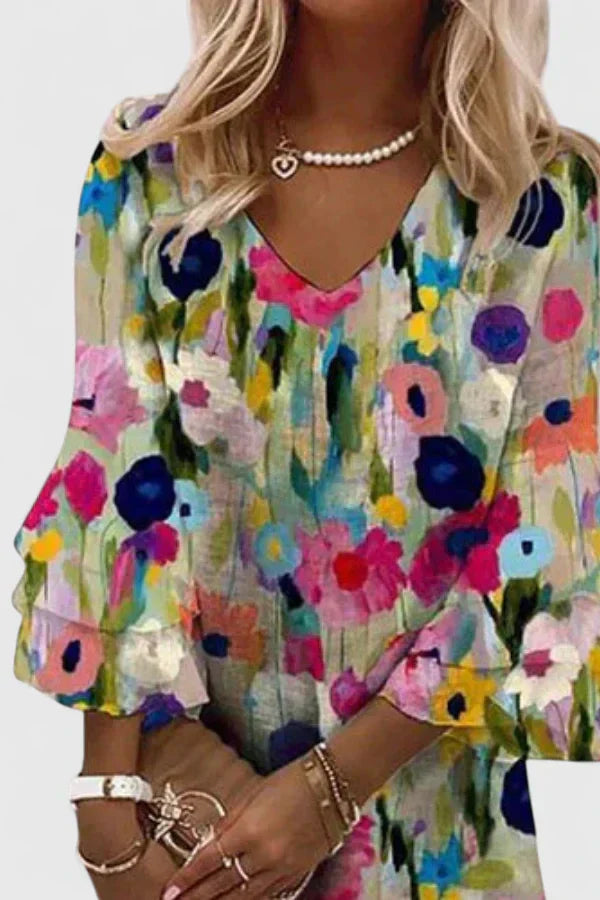 Megan | Floral V-Neck Mini Dress
