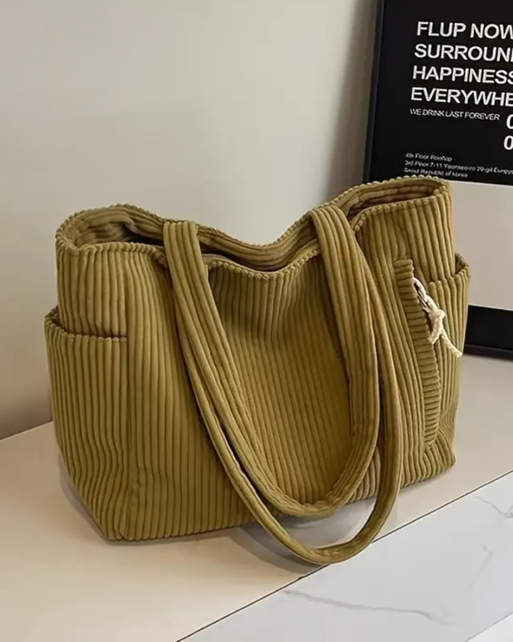 Catharina | Ribbed Tote Bag with Cord Detail