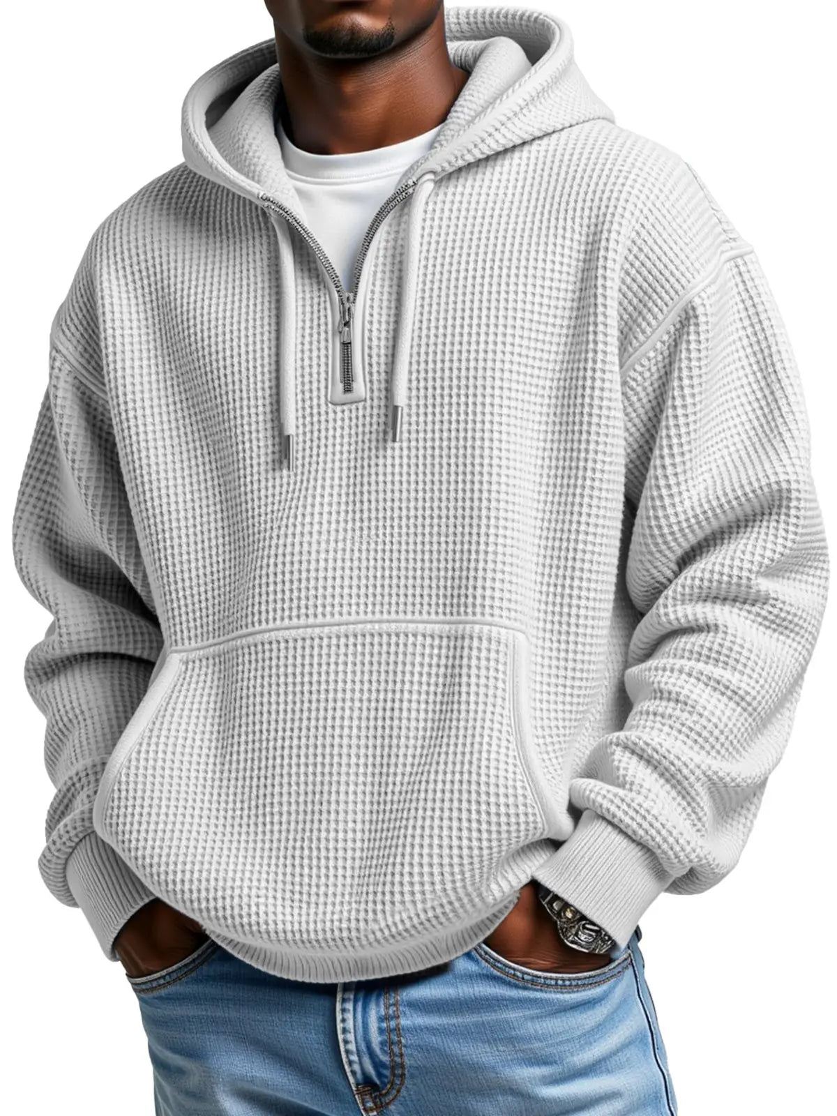 Owen | Textured Half Zip Hoodie