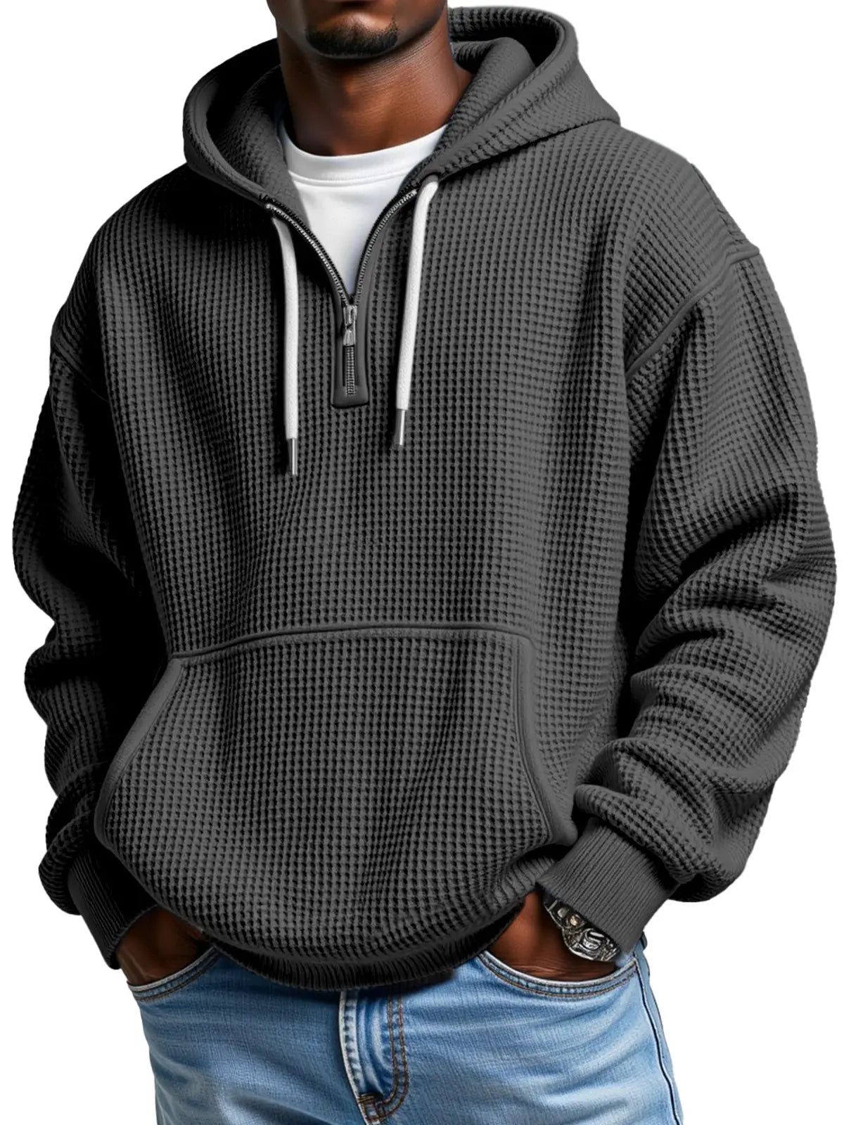 Owen | Textured Half Zip Hoodie