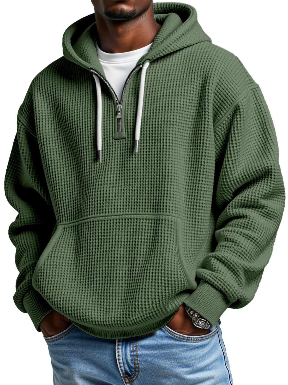 Owen | Textured Half Zip Hoodie