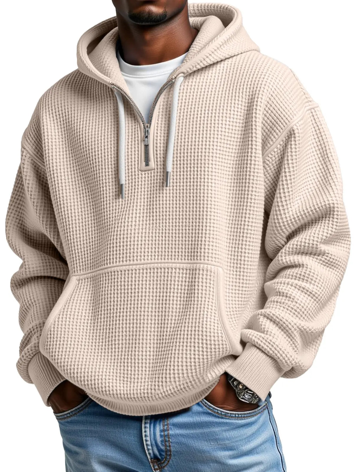 Owen | Textured Half Zip Hoodie