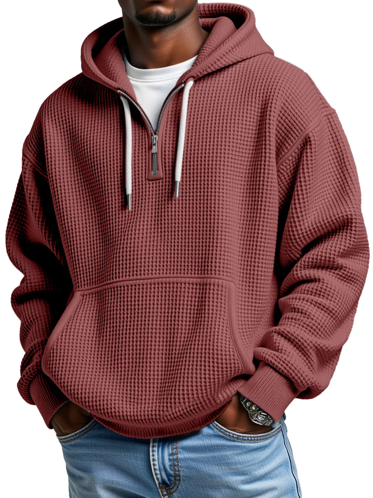Owen | Textured Half Zip Hoodie