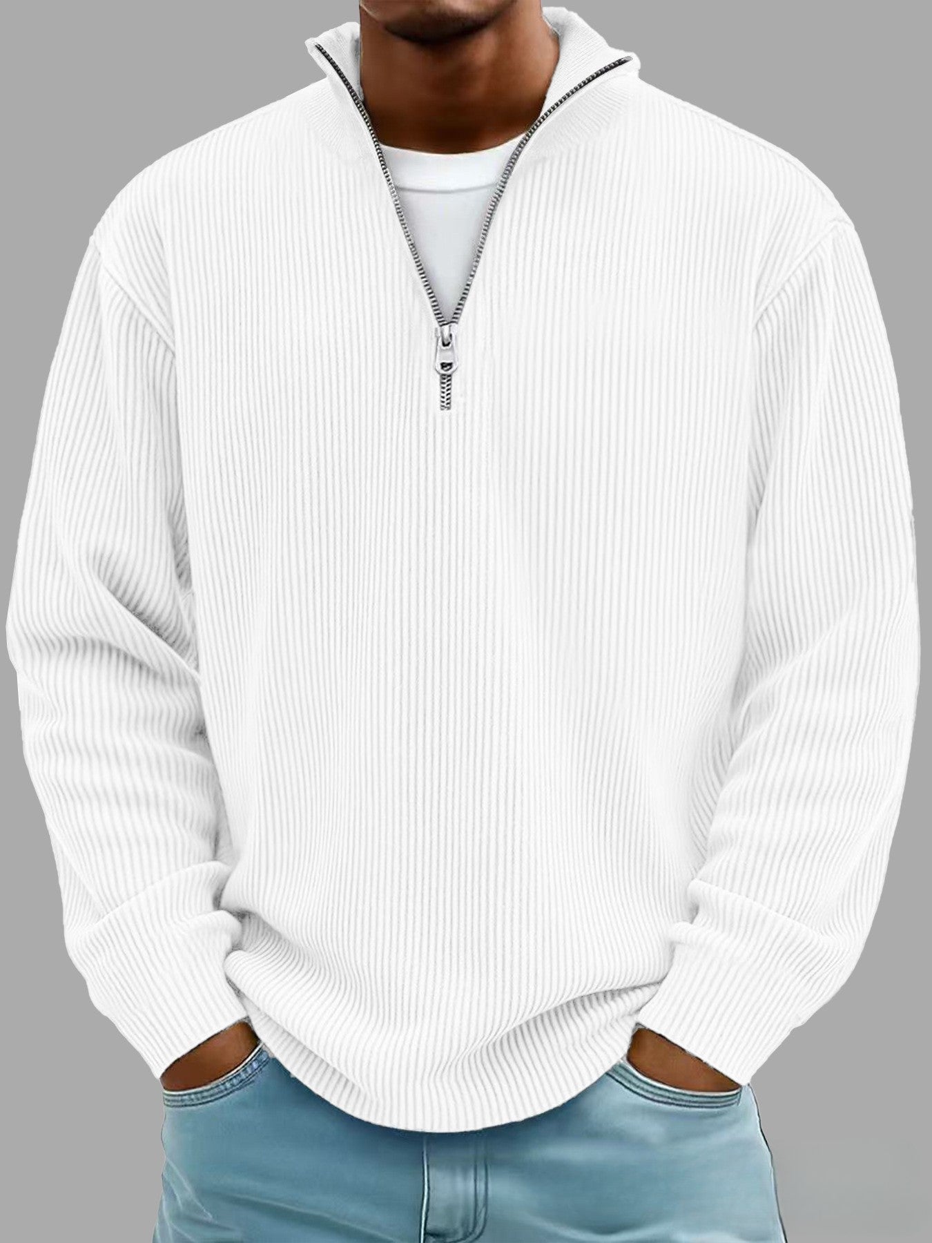Todd | Ribbed Half Zip Sweater