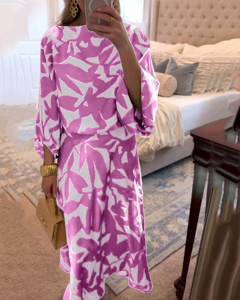 Mirabelle | Set Dress Casual Printed Lantern Sleeves Temperament