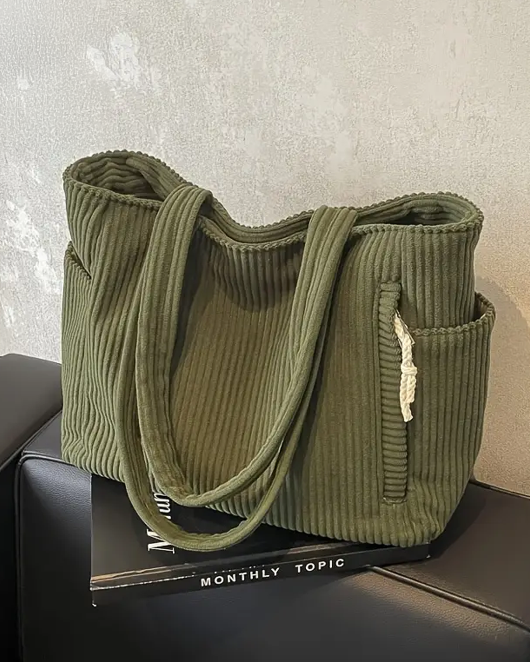 Catharina | Ribbed Tote Bag with Cord Detail