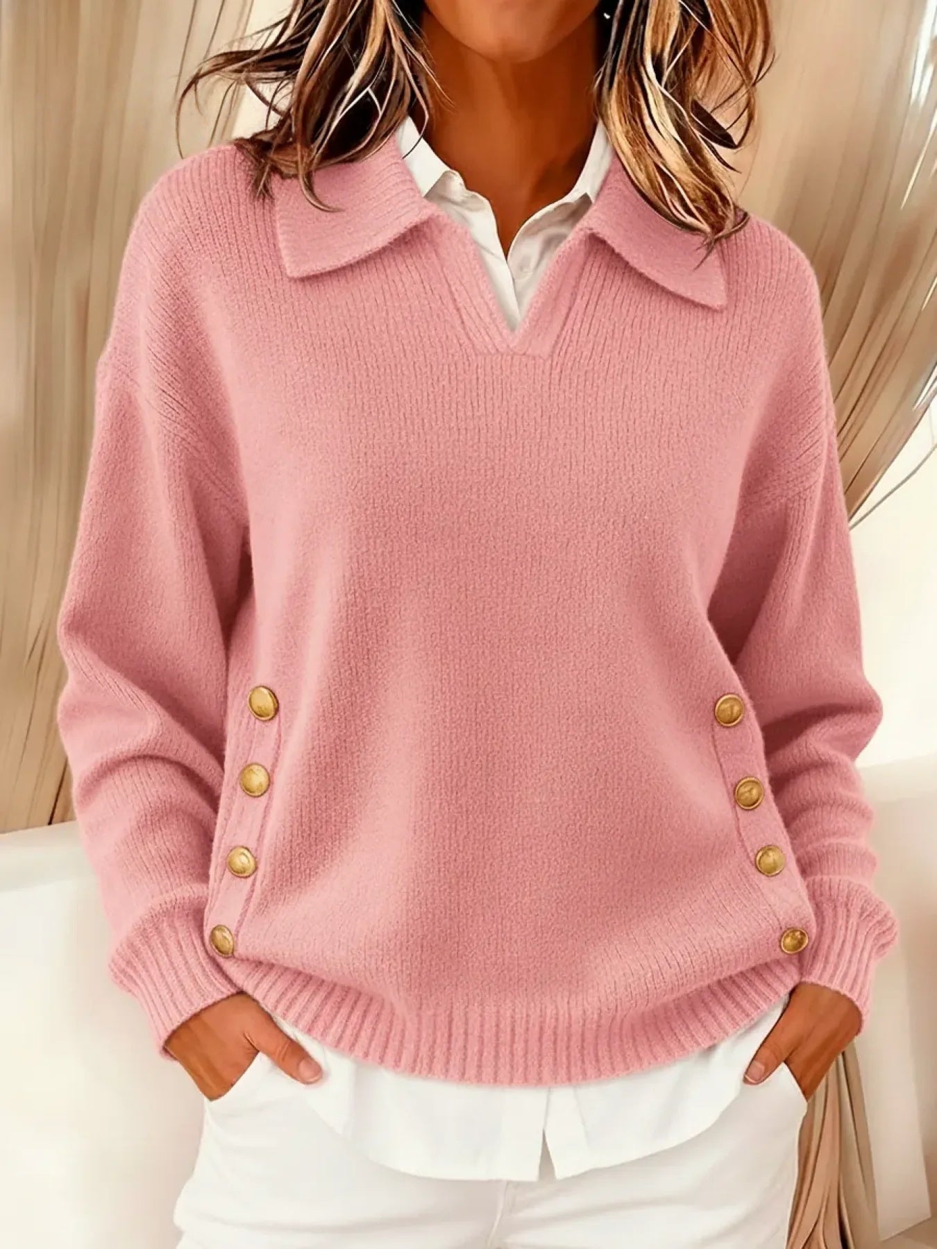 Abigail | Button Detail Knit Sweater