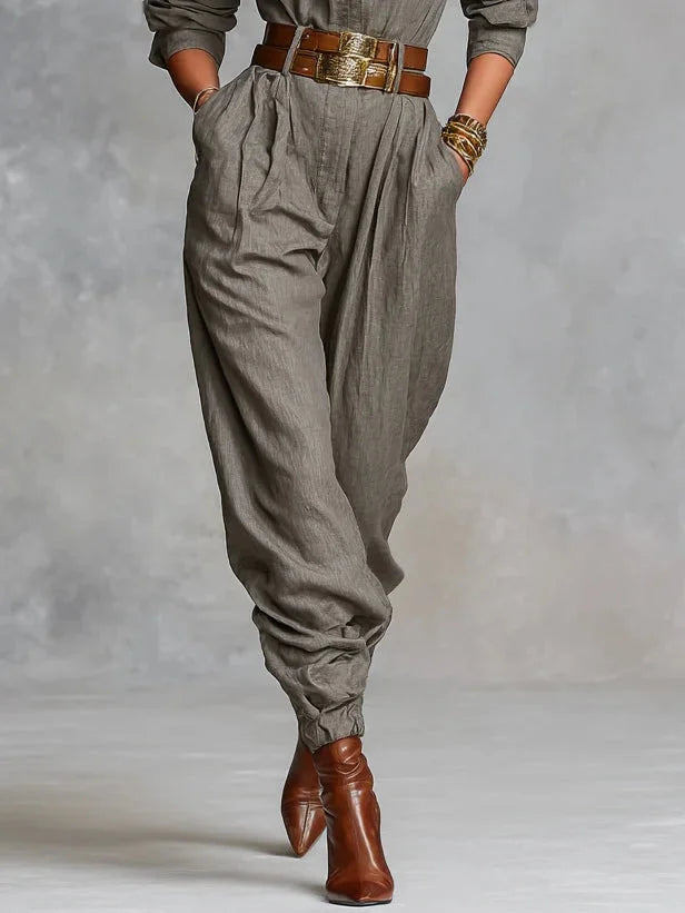 Lesly | Long-Sleeve Cotton-Linen Jumpsuit