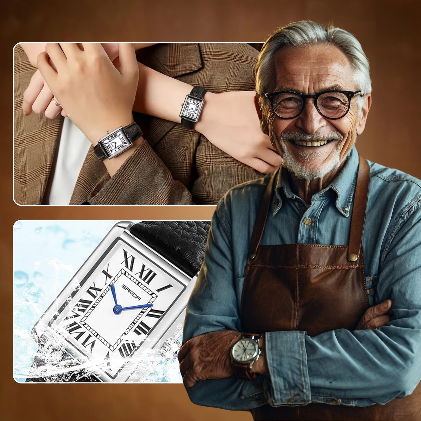 Square Dial For Couples Wrist Watch