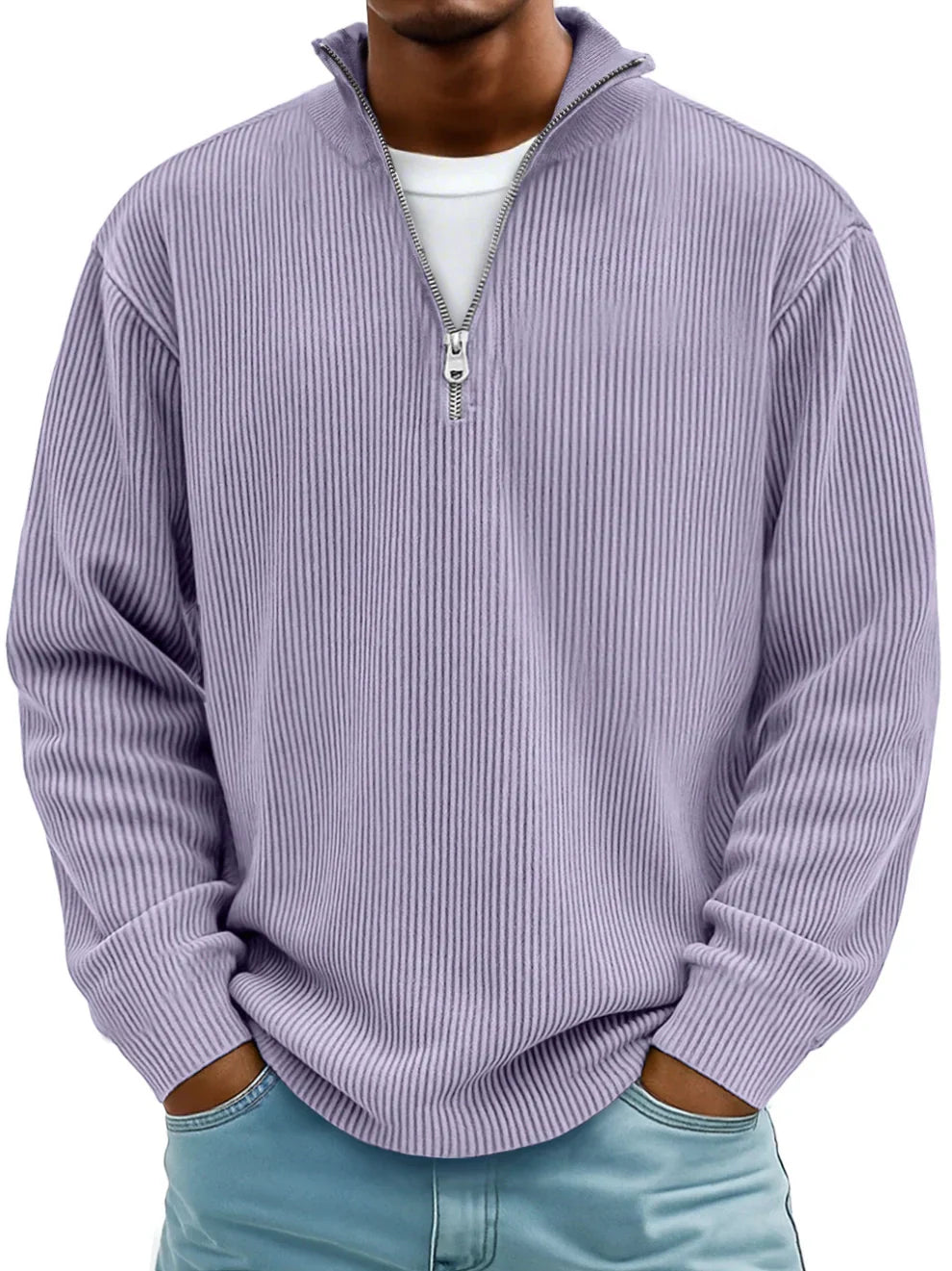 Todd | Ribbed Half Zip Sweater