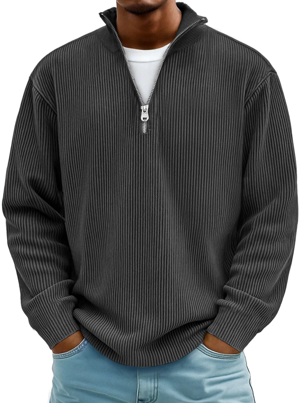Todd | Ribbed Half Zip Sweater