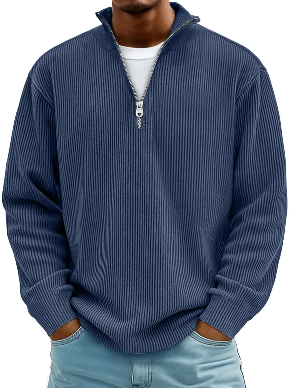 Todd | Ribbed Half Zip Sweater