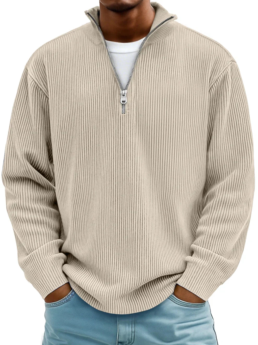 Todd | Ribbed Half Zip Sweater