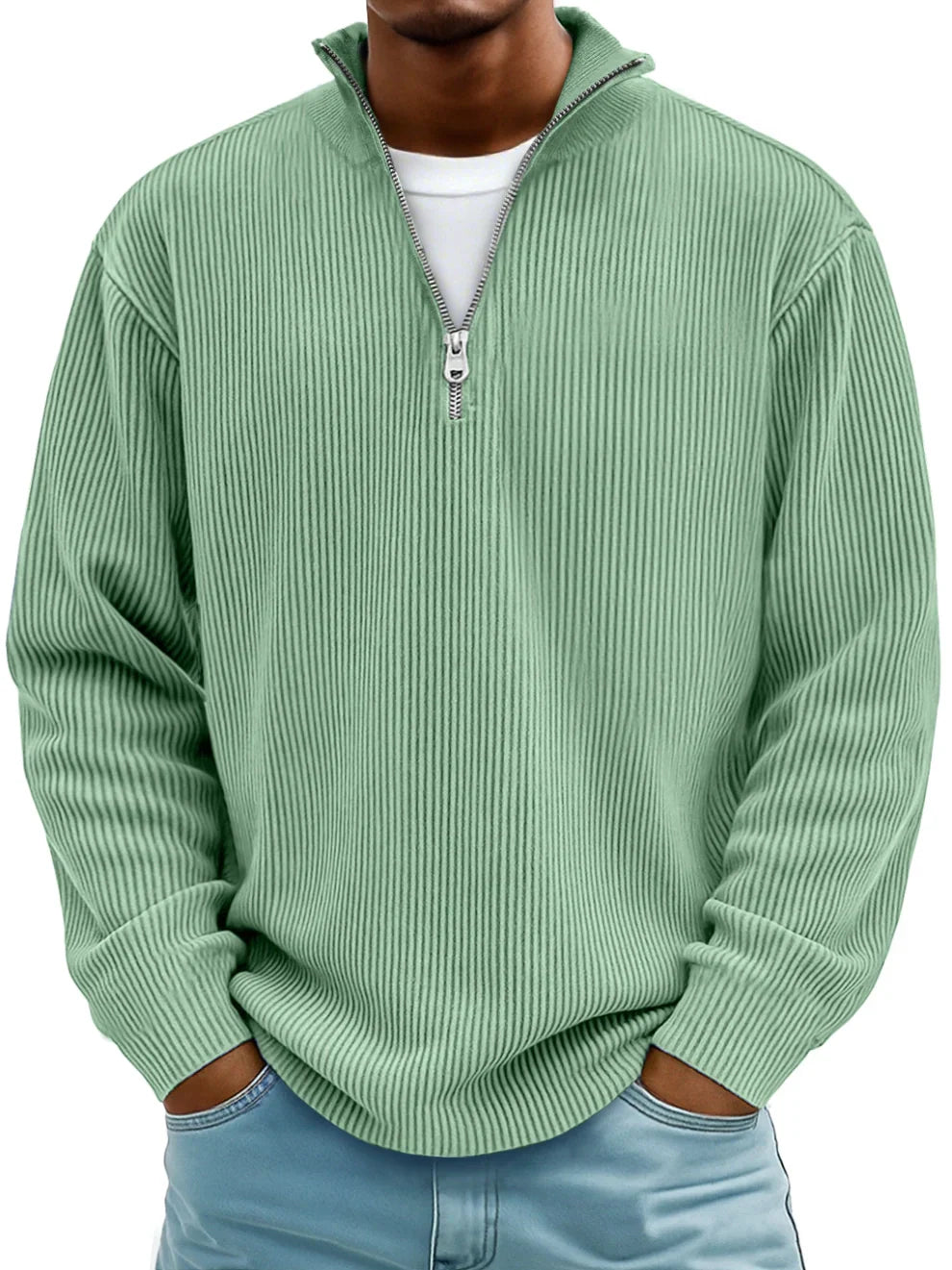 Todd | Ribbed Half Zip Sweater