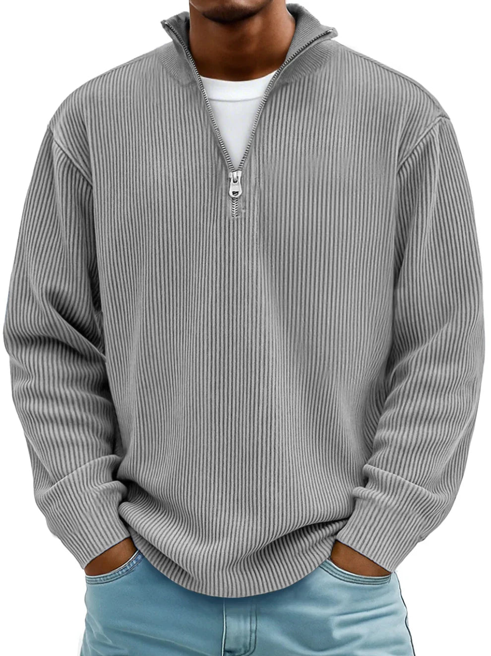 Todd | Ribbed Half Zip Sweater