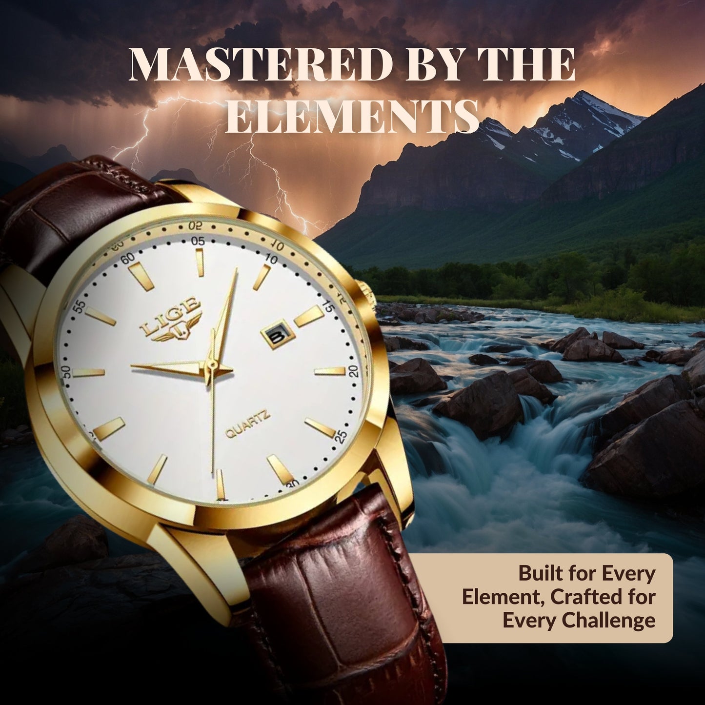 Gold Luxury Military Inspired Wrist Watch