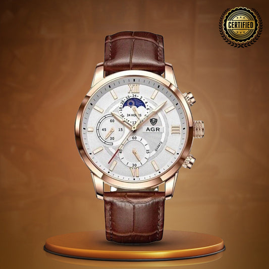 Luxury Moon Phase Quartz Wrist Watch