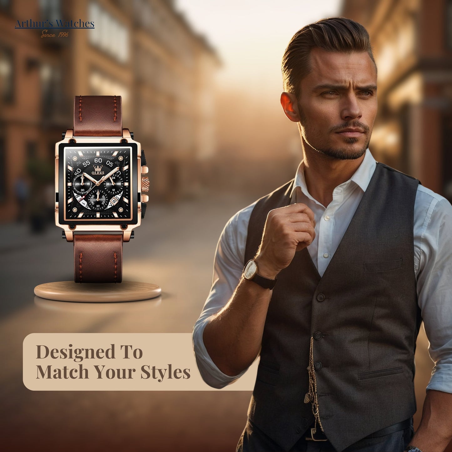 Square Dial Wrist Watch