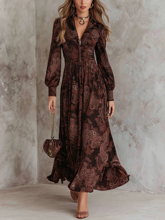 Grace | Printed V-Neck Maxi Dress