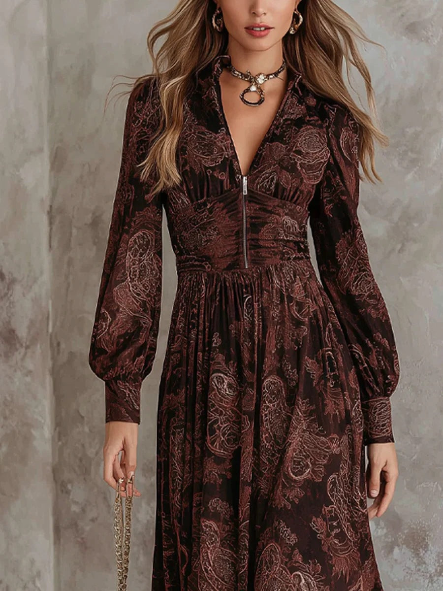 Grace | Printed V-Neck Maxi Dress
