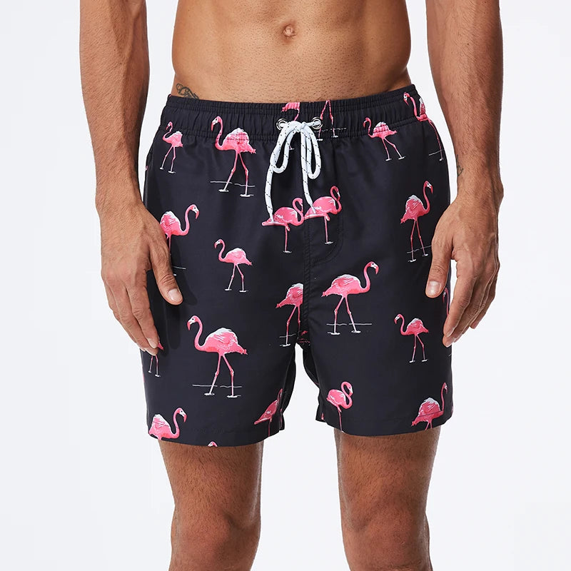 Coastal Flamingo | Quick-Dry Swim Shorts