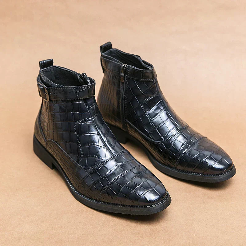 Brandon | Faux Leather Buckle Ankle Boots