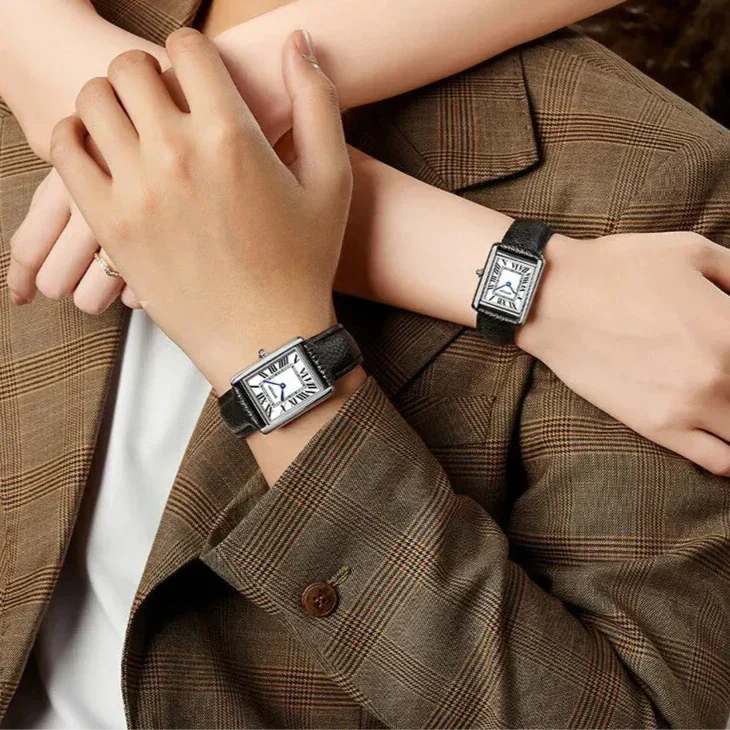 Square Dial For Couples Wrist Watch