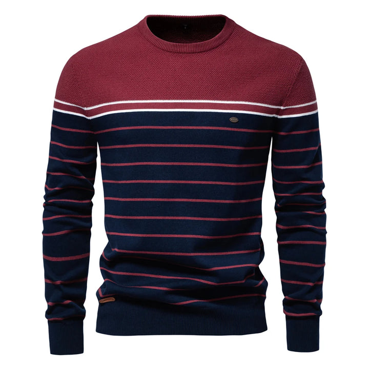Johan | Striped Cotton Knit O-Neck Sweater