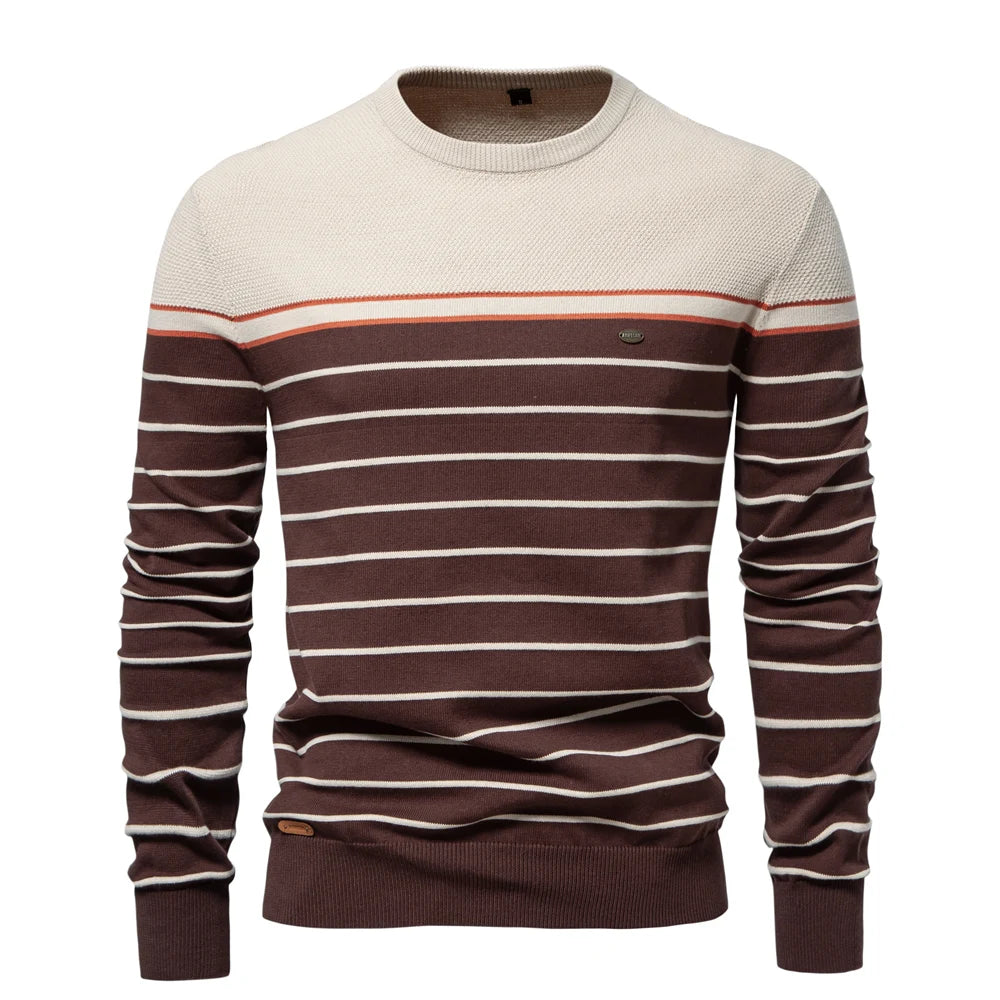 Johan | Striped Cotton Knit O-Neck Sweater