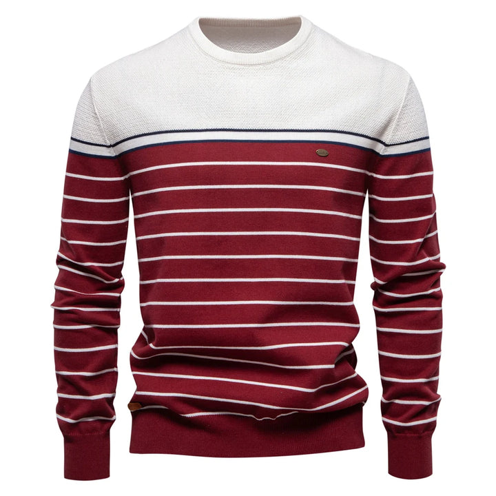 Johan | Striped Cotton Knit O-Neck Sweater