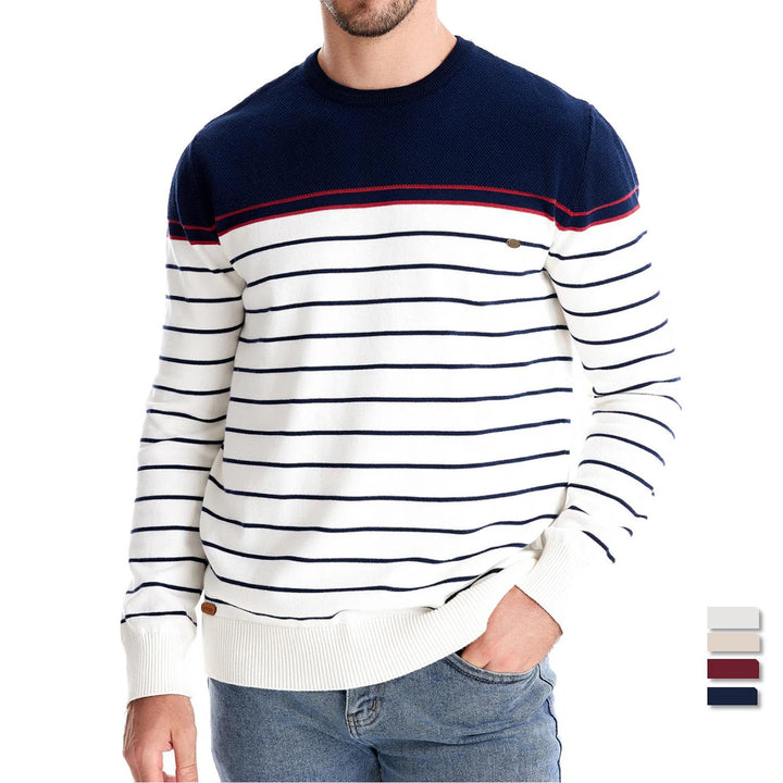 Johan | Striped Cotton Knit O-Neck Sweater