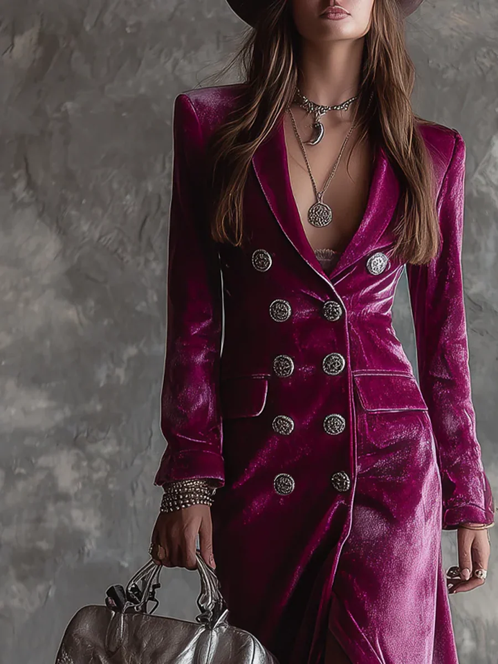 Isabel | Velvet Maxi Blazer Dress