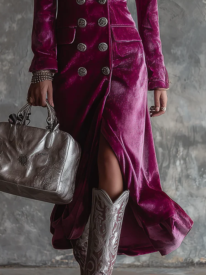 Isabel | Velvet Maxi Blazer Dress