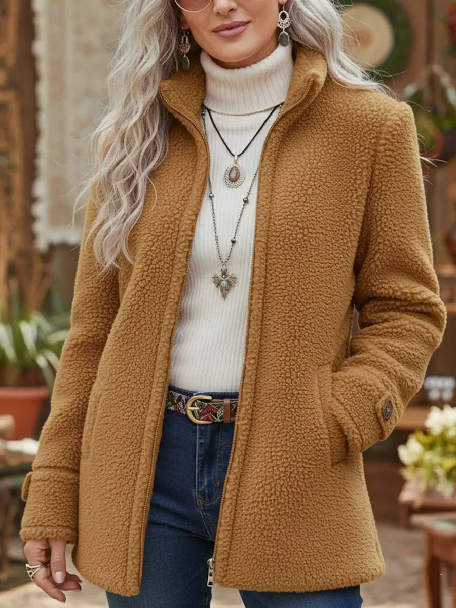 Elowen | Full-Zip Soft Wool-Feel Stand Collar Jacket