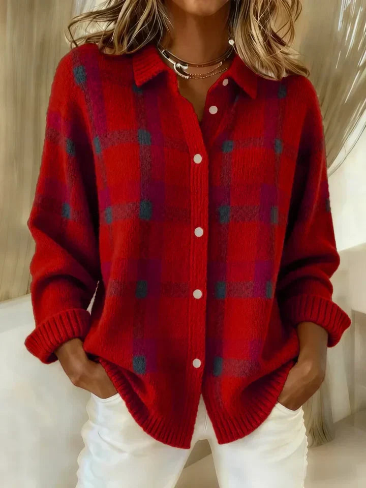 Danique | Retro Contrast Plaid Sweater