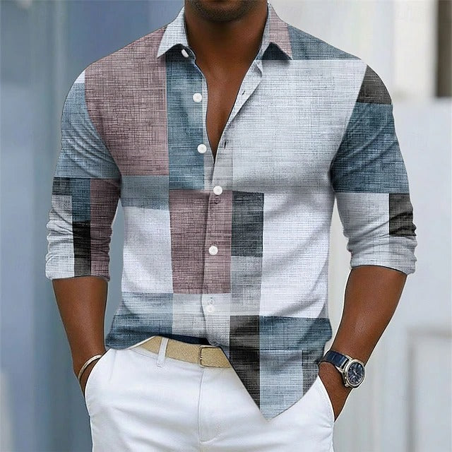 Sullivan | Geometric Colourblock Long Sleeve Shirt