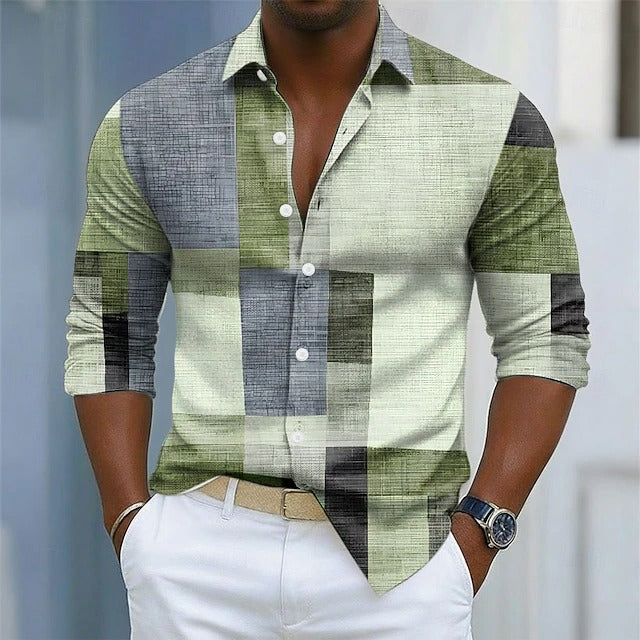 Sullivan | Geometric Colourblock Long Sleeve Shirt