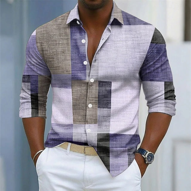 Sullivan | Geometric Colourblock Long Sleeve Shirt