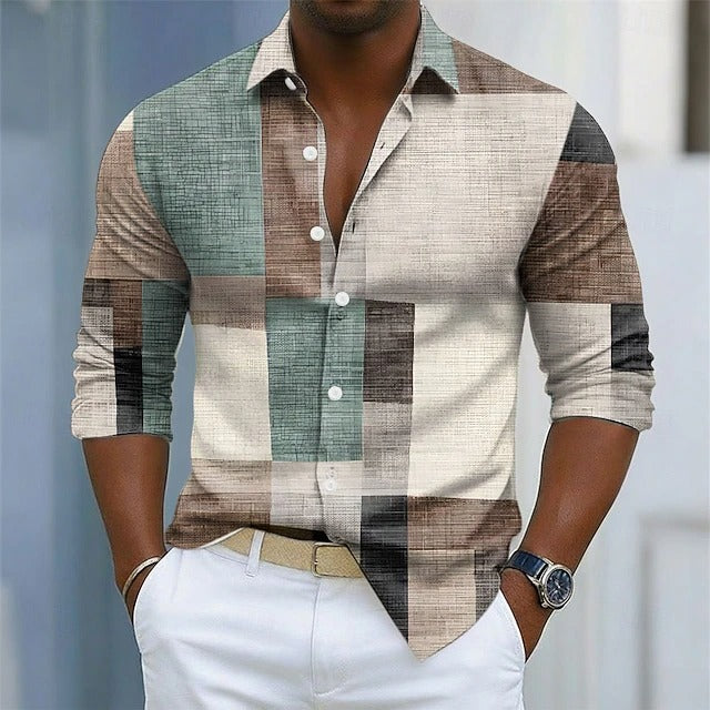 Sullivan | Geometric Colourblock Long Sleeve Shirt