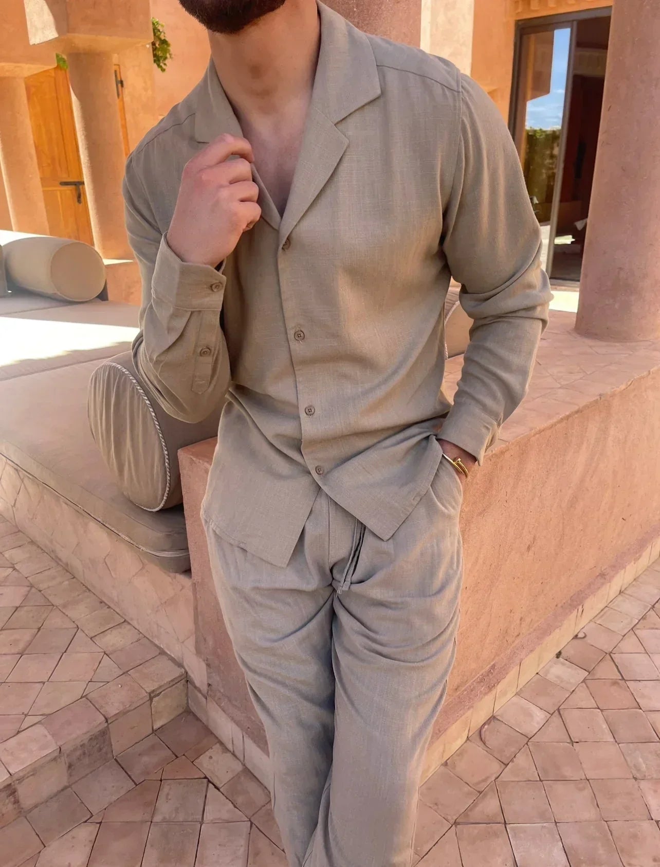 Walid | Classic Linen Loungewear Set